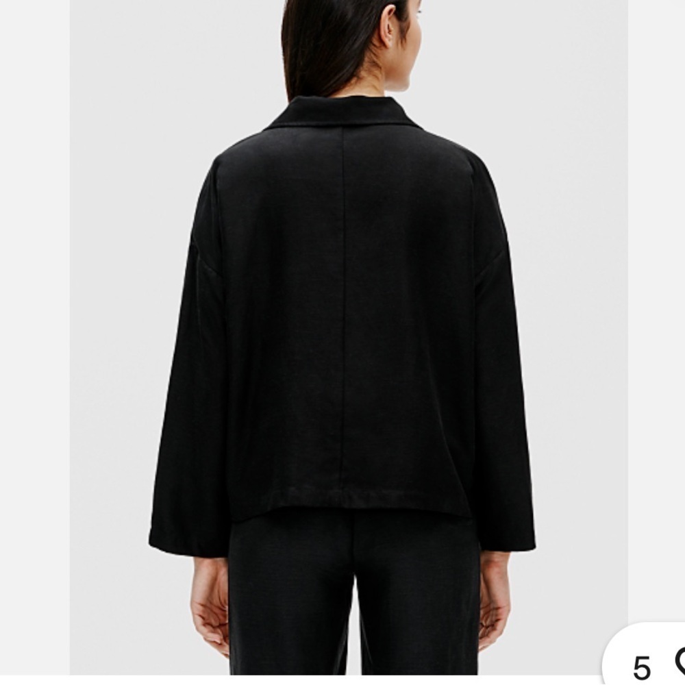 EILEEN FISHER WOMEN'S BLACK TENCEL & ORGANIC LINEN SLUB JACKET size M - Picture 3 of 7